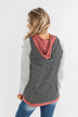 Hand In Hand Striped Double Hoodie- Grey & Mauve