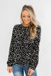 Love To Lean On Speckled Blouse- Black