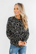 Love To Lean On Speckled Blouse- Black