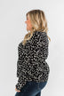 Love To Lean On Speckled Blouse- Black