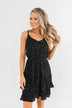 See Me Smile Speckled Ruffle Dress- Black