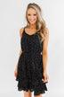 See Me Smile Speckled Ruffle Dress- Black