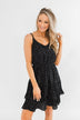 See Me Smile Speckled Ruffle Dress- Black