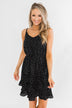 See Me Smile Speckled Ruffle Dress- Black
