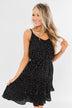 See Me Smile Speckled Ruffle Dress- Black