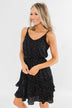 See Me Smile Speckled Ruffle Dress- Black