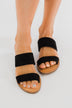 Soda Allie Slip On Sandals- Black