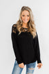Hometown Dreamer Lace Pullover Top- Black