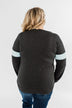 Make No Mistake Long Sleeve Top- Charcoal & Powder Blue