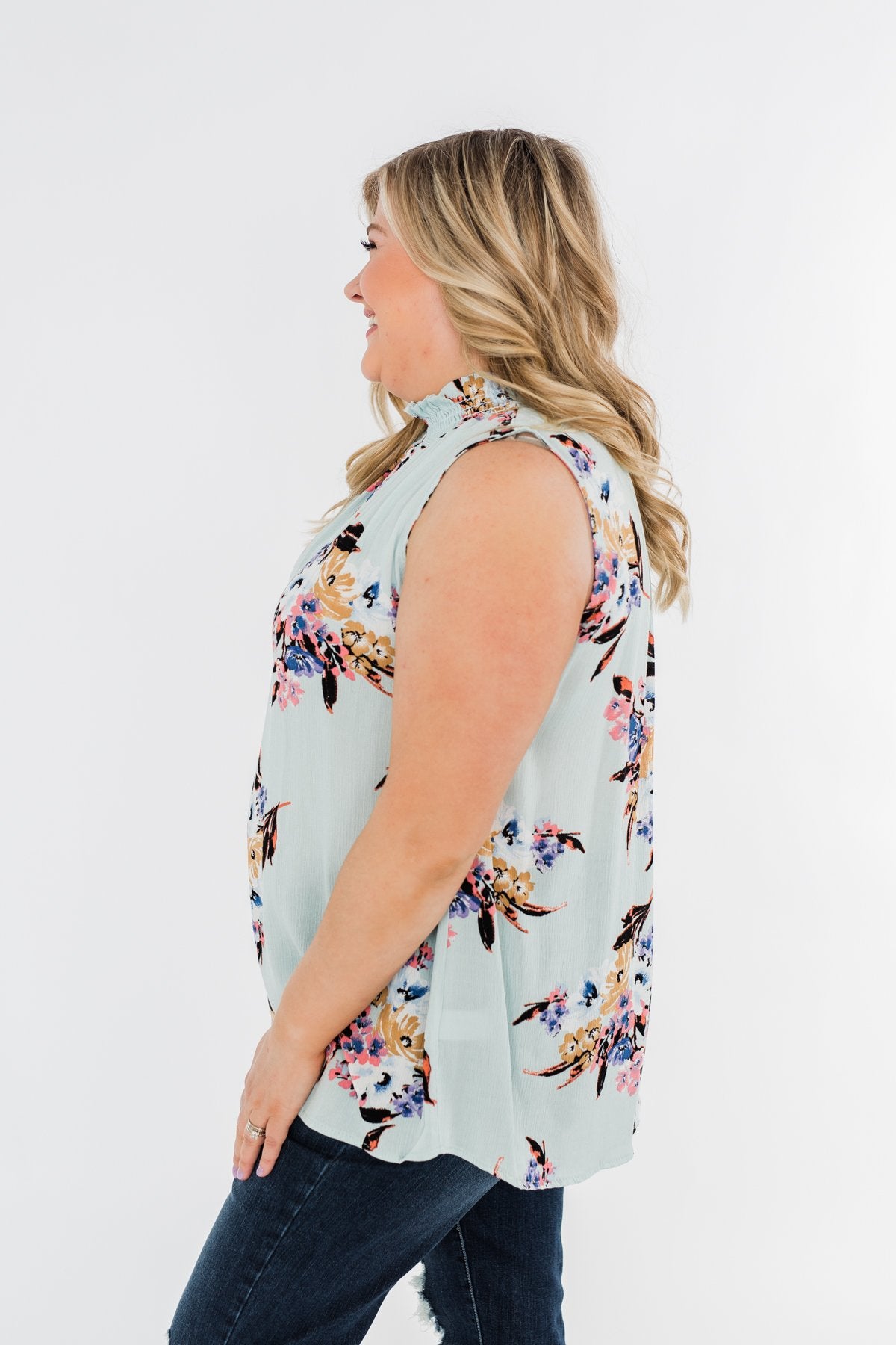 Gracefully In Love Tank Top- Light Mint Blue