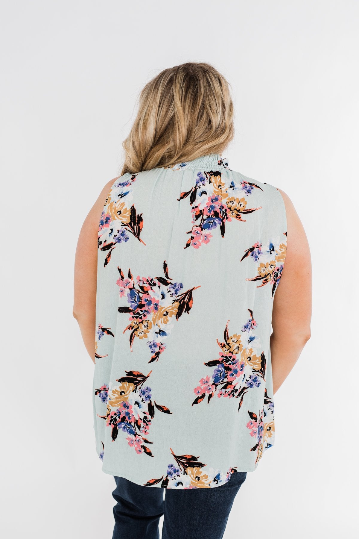Gracefully In Love Tank Top- Light Mint Blue