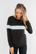 Make No Mistake Long Sleeve Top- Charcoal & Powder Blue