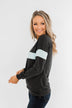 Make No Mistake Long Sleeve Top- Charcoal & Powder Blue