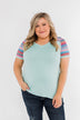 Splash Of Color Short Sleeve Top- Mint Blue