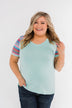Splash Of Color Short Sleeve Top- Mint Blue