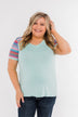 Splash Of Color Short Sleeve Top- Mint Blue