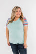 Splash Of Color Short Sleeve Top- Mint Blue
