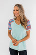 Splash Of Color Short Sleeve Top- Mint Blue