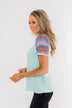 Splash Of Color Short Sleeve Top- Mint Blue
