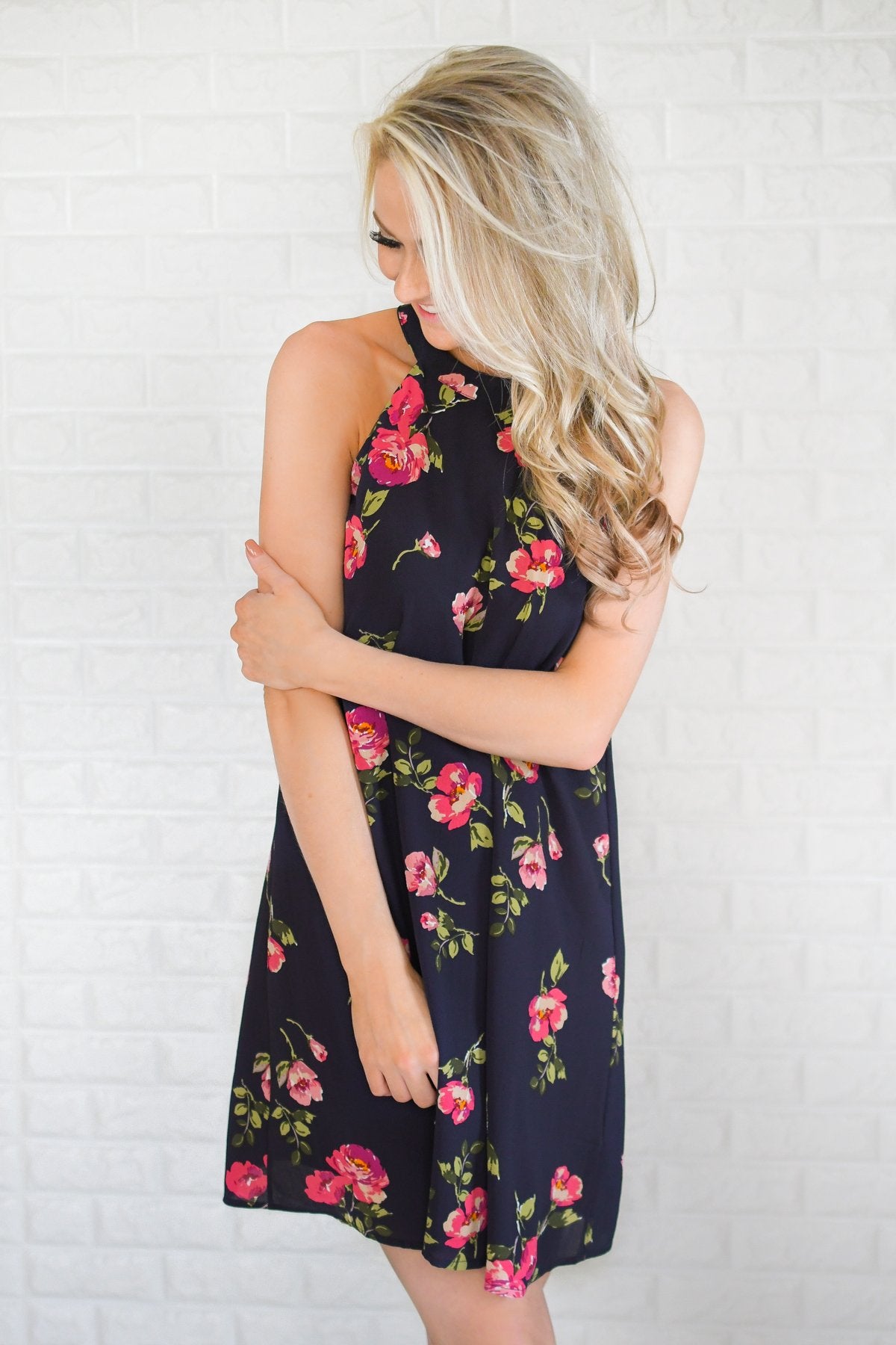 Navy & Floral Halter Dress Navy & Floral Halter Dress