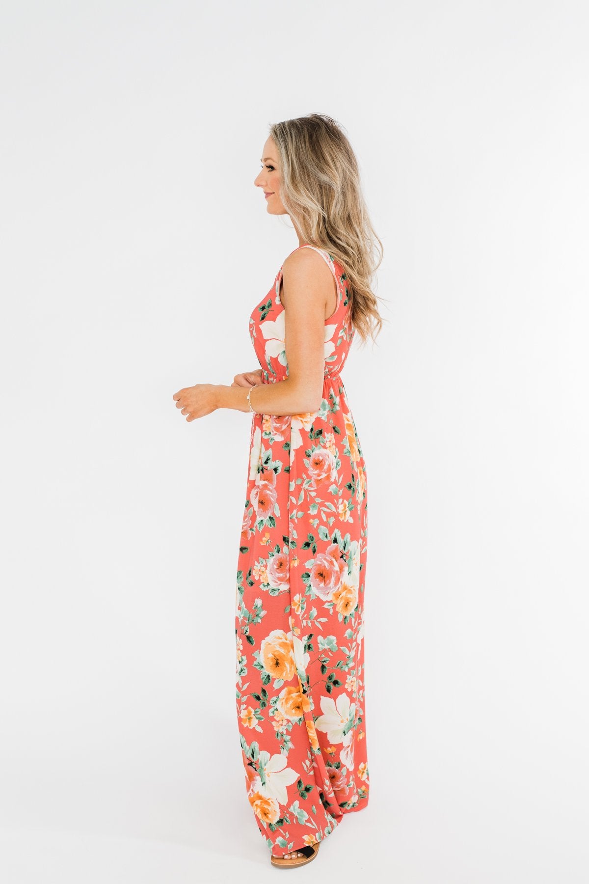 Floral Maxi Dress- Coral