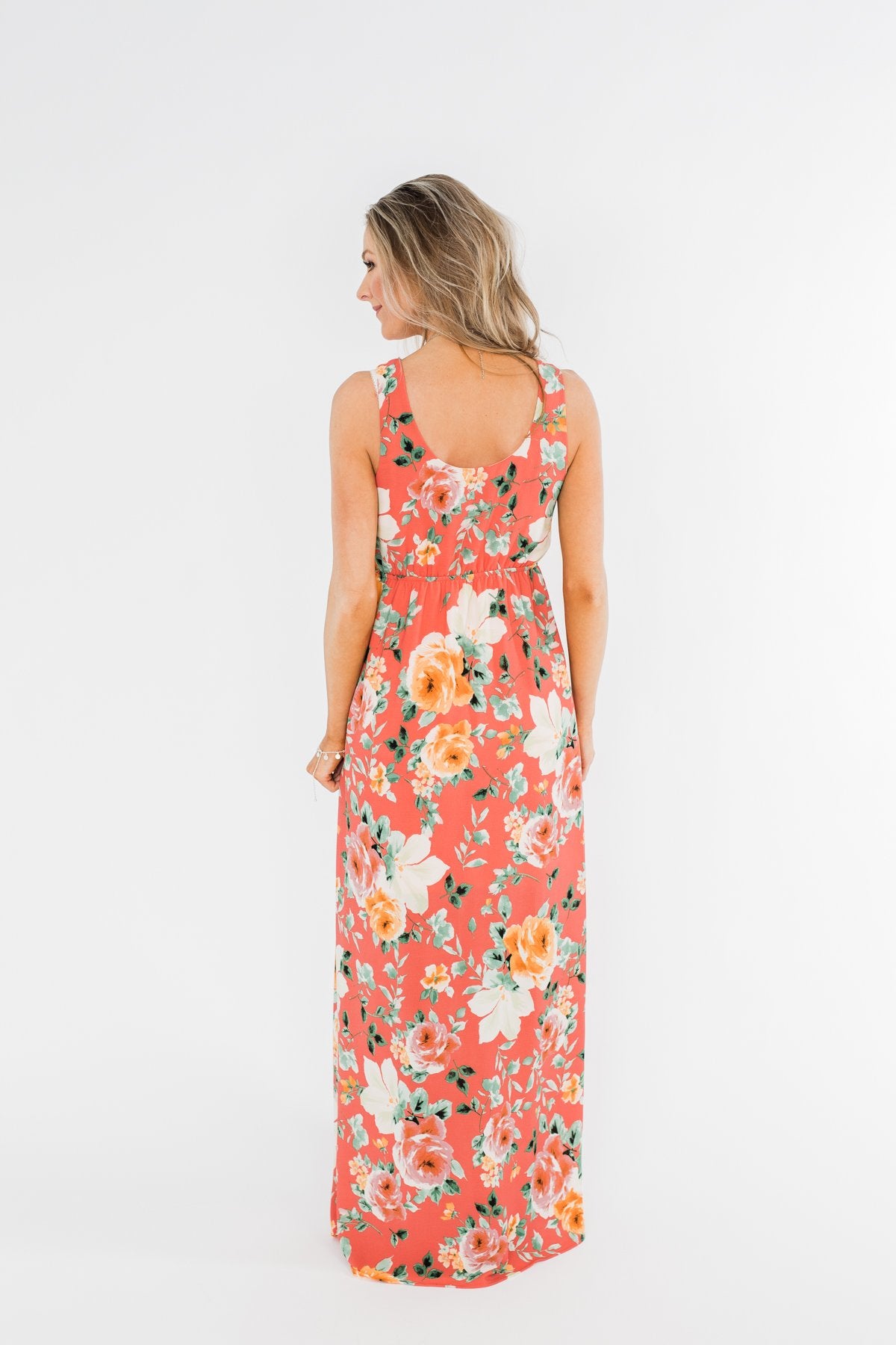 Floral Maxi Dress- Coral