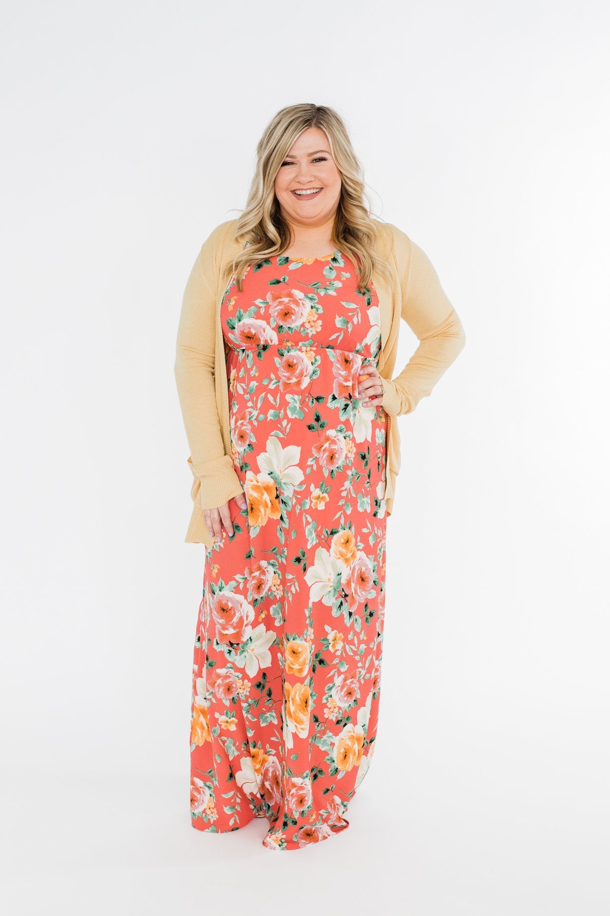 Floral Maxi Dress- Coral Floral Maxi Dress- Coral