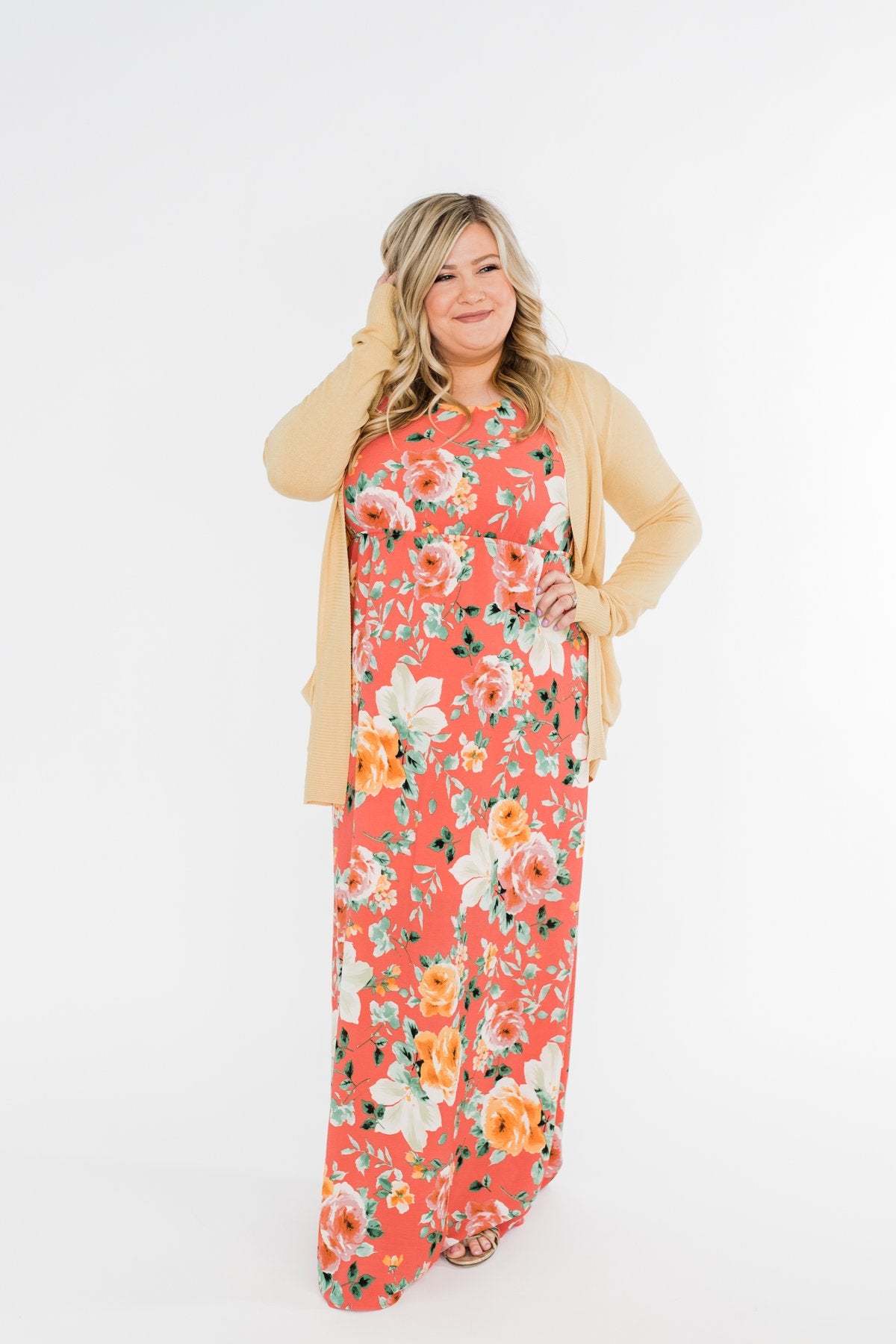 Floral Maxi Dress- Coral