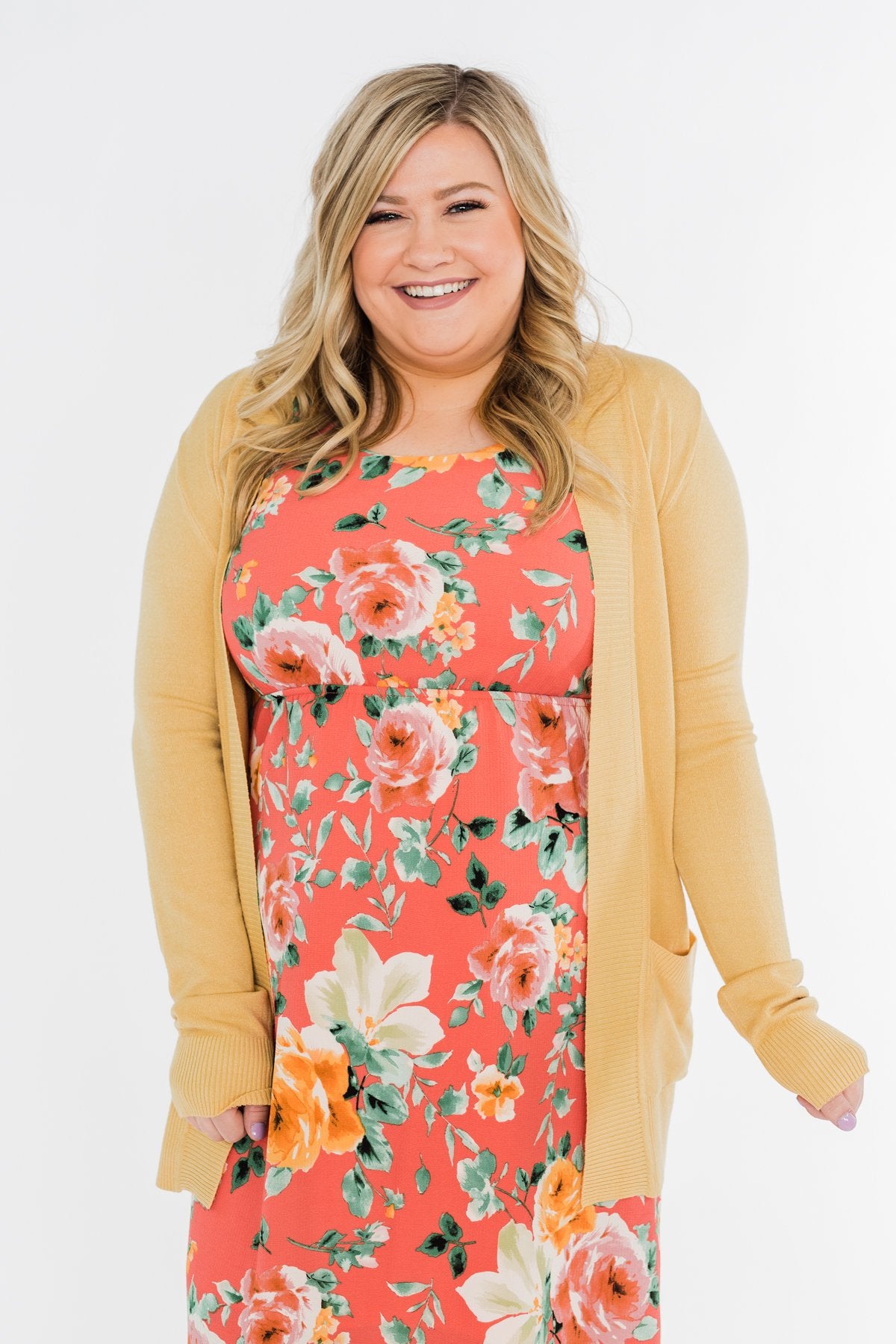 Light Weight Open Front Cardigan- Golden Yellow