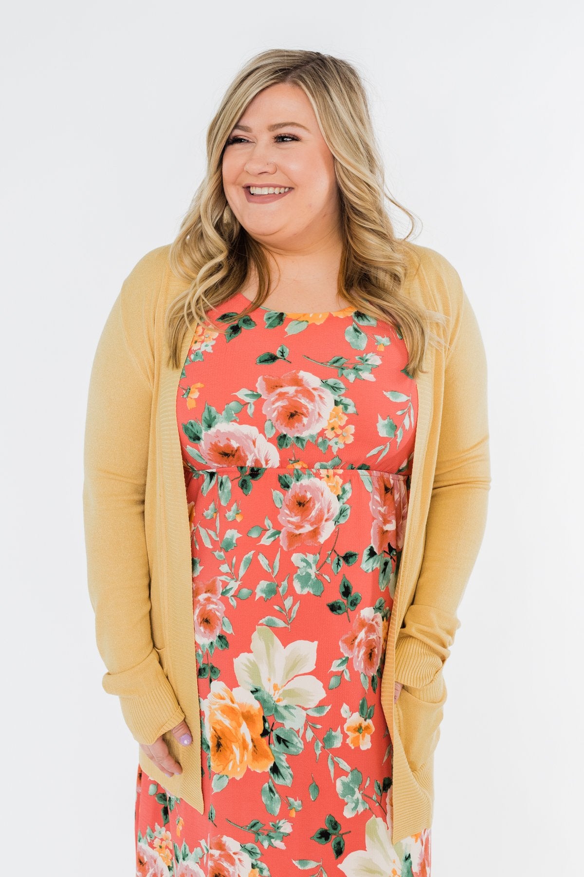 Light Weight Open Front Cardigan- Golden Yellow