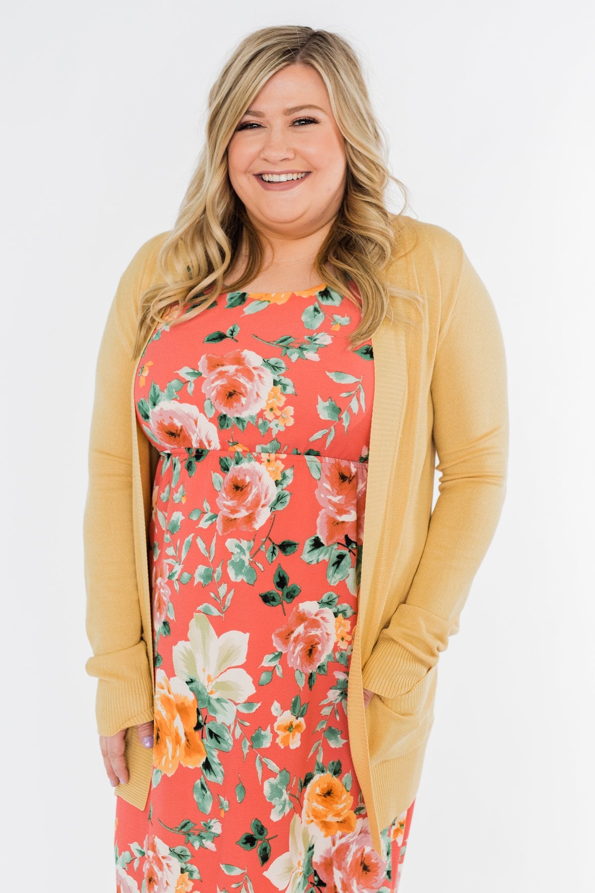 Light Weight Open Front Cardigan- Golden Yellow