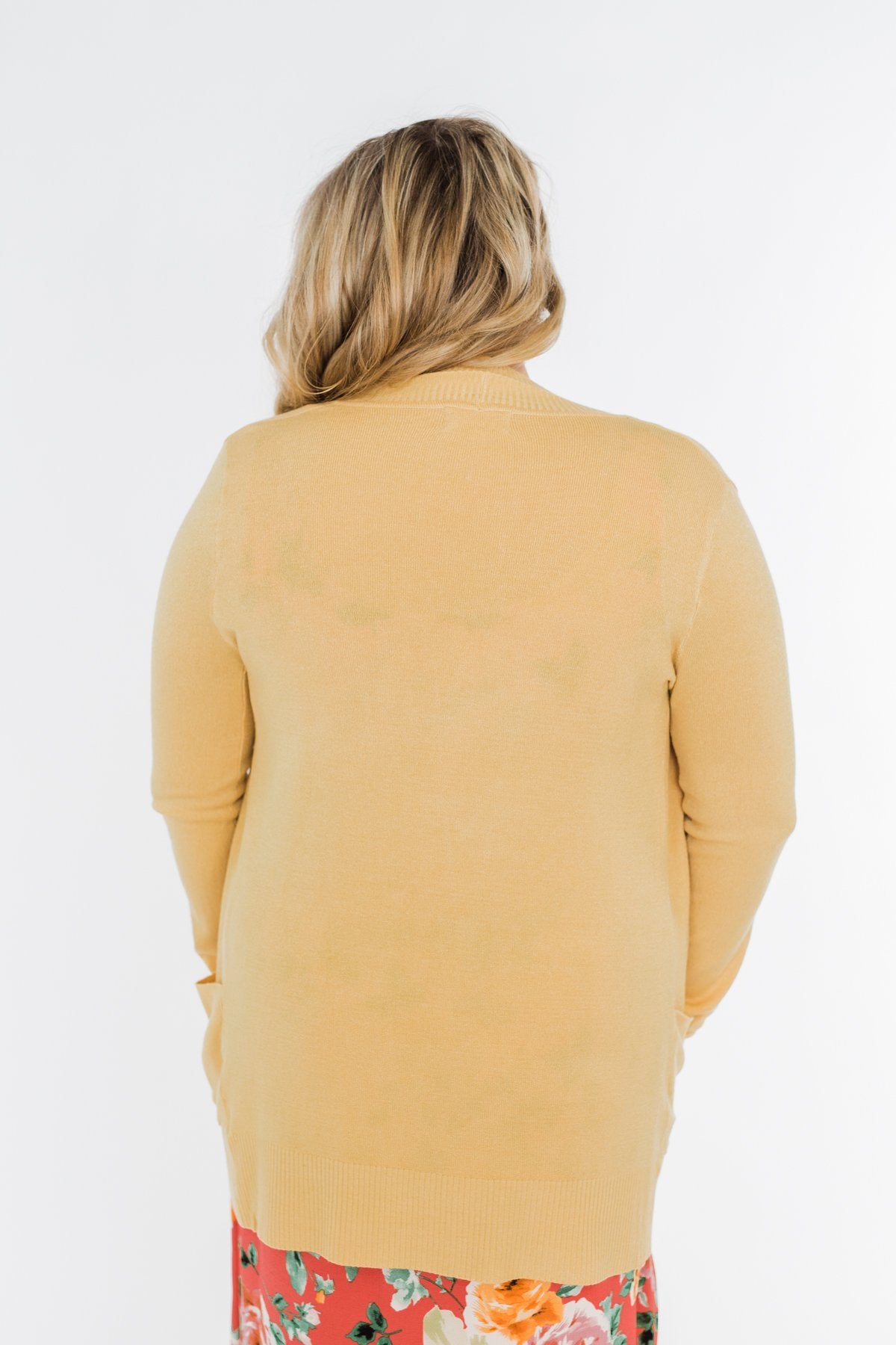 Light Weight Open Front Cardigan- Golden Yellow