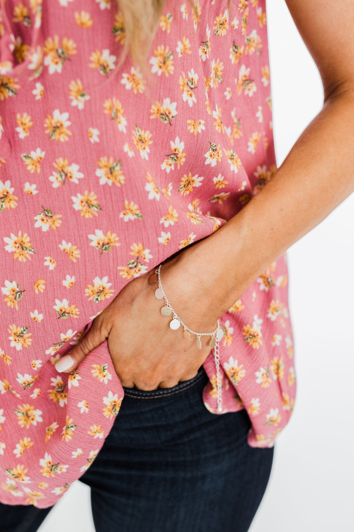 Single Circle Pendant Bracelet- Gold & Silver