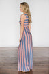Beach Daze Striped Maxi Dress ~ Mauve & Denim