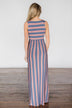 Beach Daze Striped Maxi Dress ~ Mauve & Denim