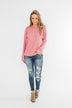 Another Day Long Sleeve Knit Sweater- Pink
