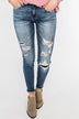 KanCan Distressed Skinny Jeans- Aztec Patch
