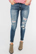 KanCan Distressed Skinny Jeans- Aztec Patch
