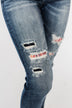 KanCan Distressed Skinny Jeans- Aztec Patch