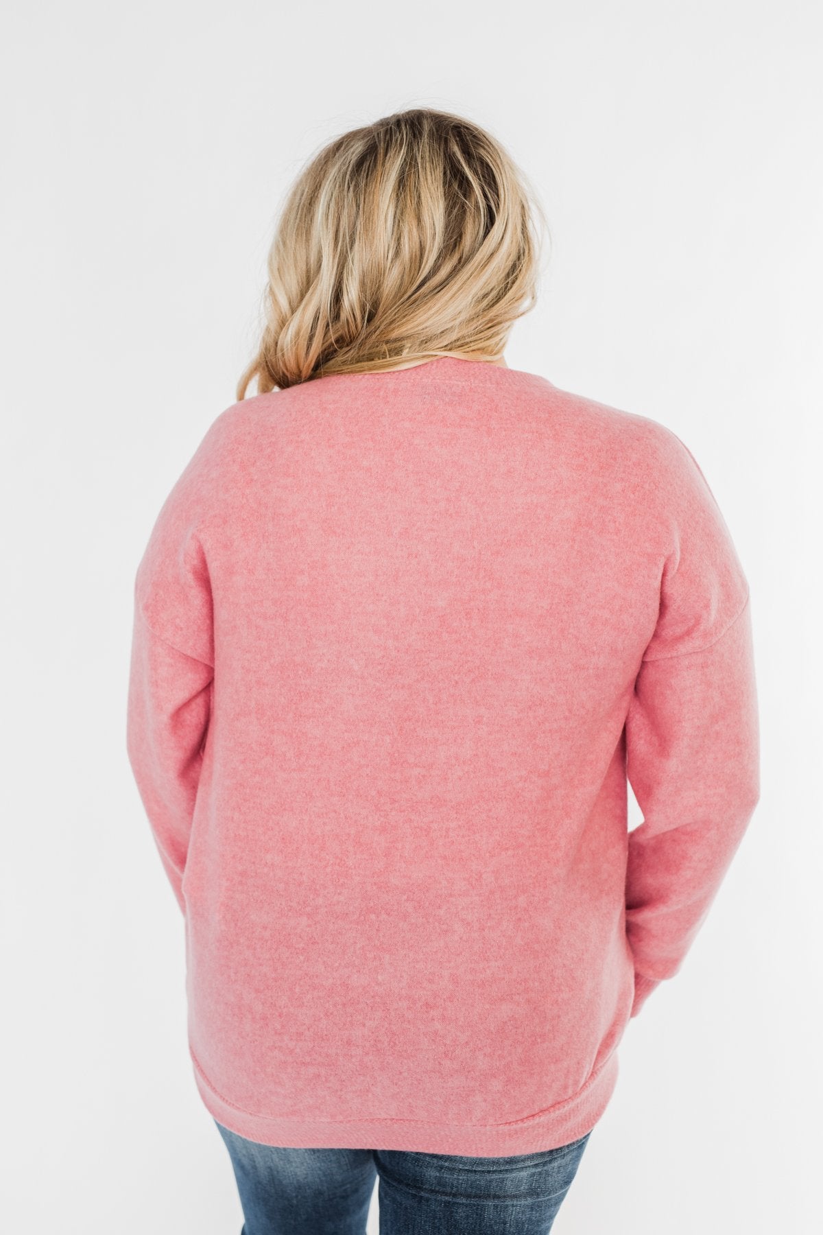 Another Day Long Sleeve Knit Sweater- Pink
