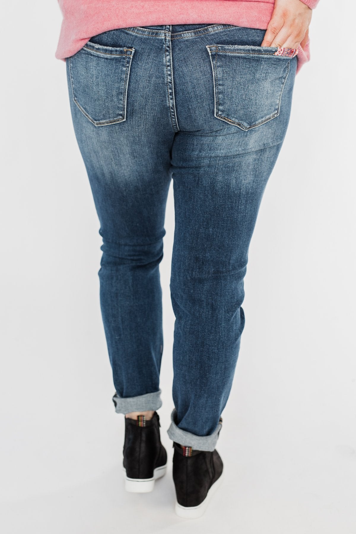 KanCan Distressed Skinny Jeans- Aztec Patch