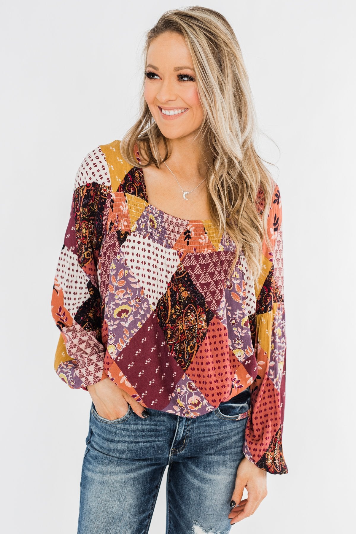 Wandering Free Printed Blouse- Purple Tones