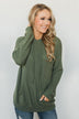 Home for Good Waffle Knit Hoodie - Olive