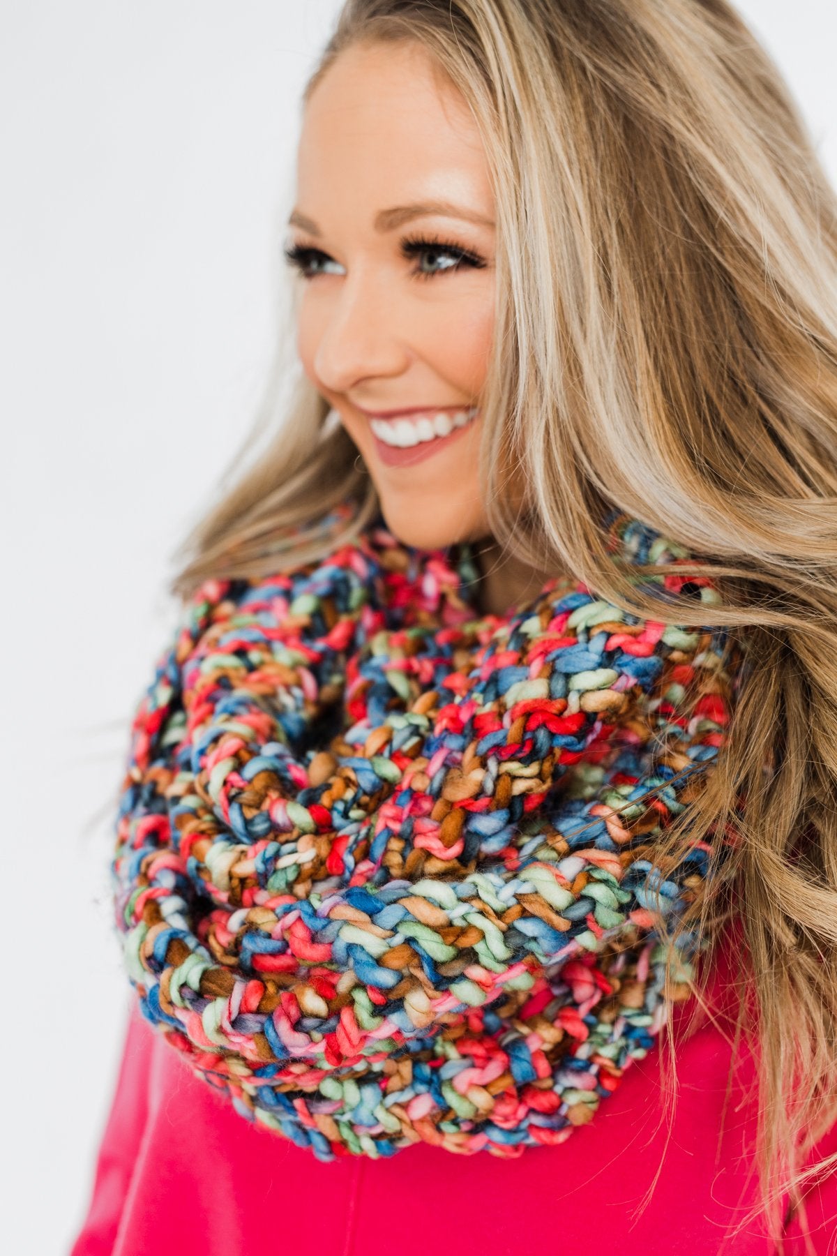 Chunky Knit Infinity Scarf- Multi-Colored