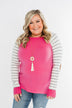 Loving Life Striped Sweater- Bubblegum Pink & Ivory