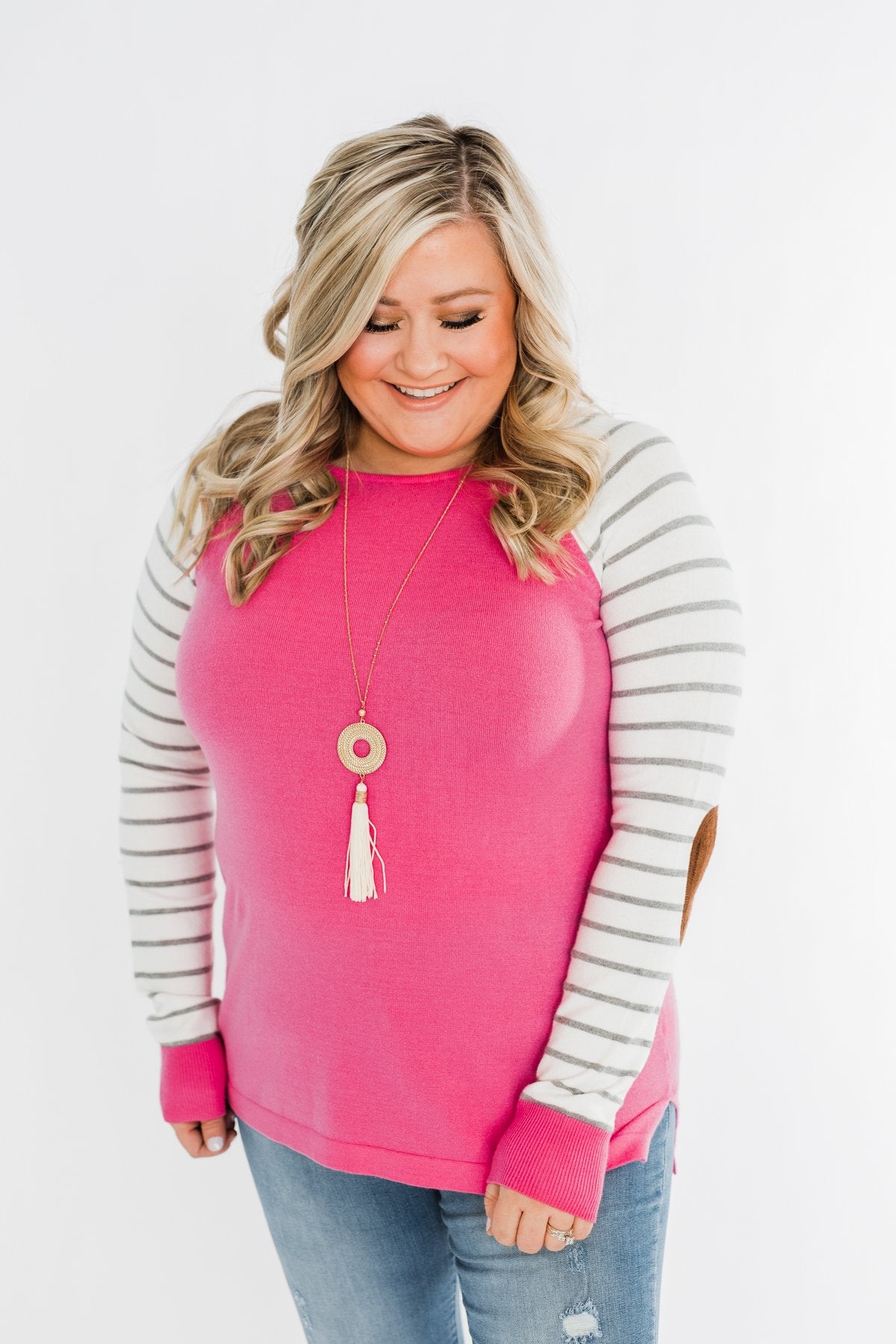 Loving Life Striped Sweater- Bubblegum Pink & Ivory