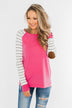Loving Life Striped Sweater- Bubblegum Pink & Ivory