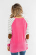 Loving Life Striped Sweater- Bubblegum Pink & Ivory
