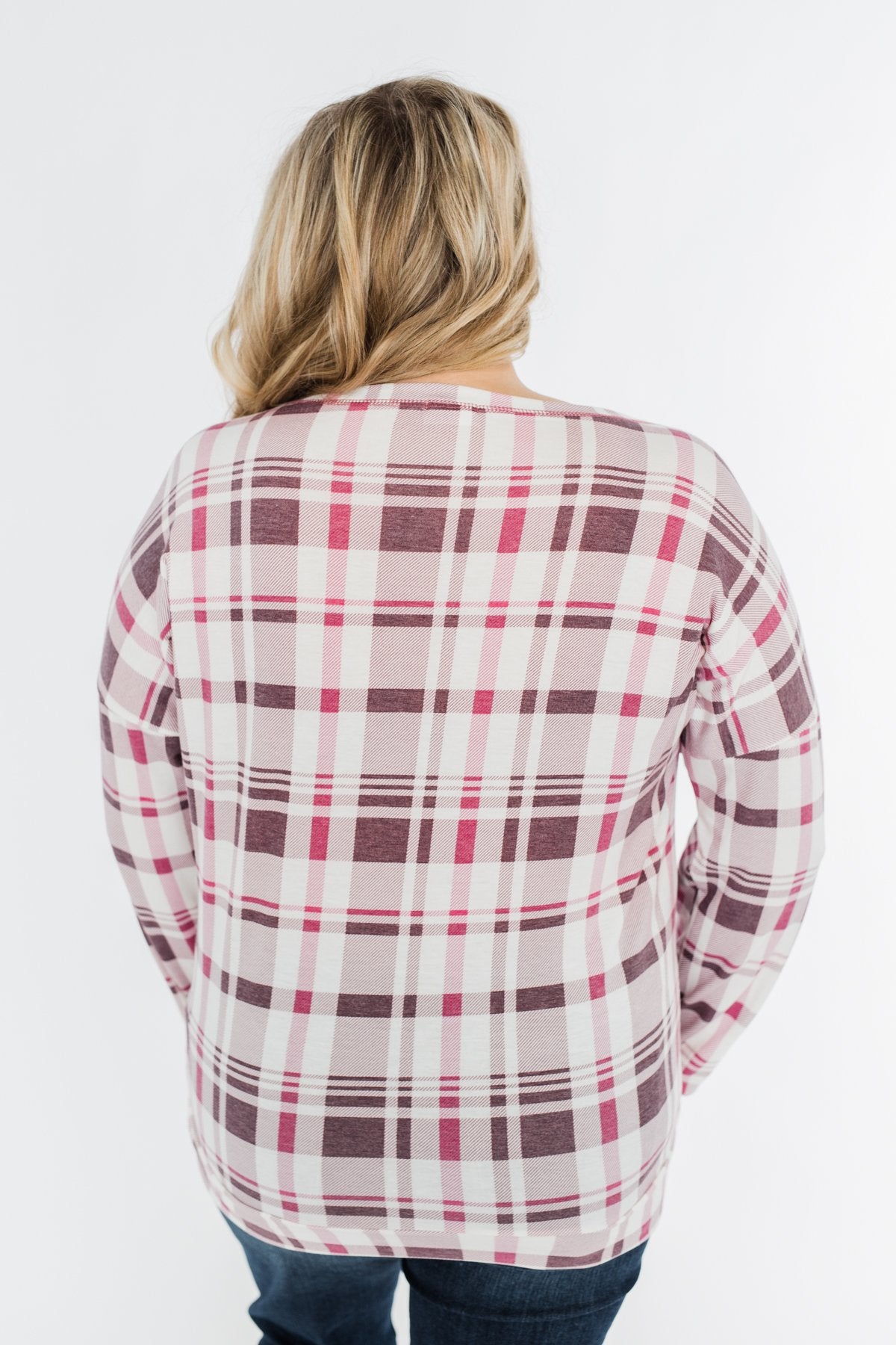 Just Wanna Have Fun Plaid Pullover Top- Purple Tones