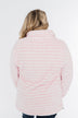 Quarter Zip Striped Sherpa- Pink & Ivory